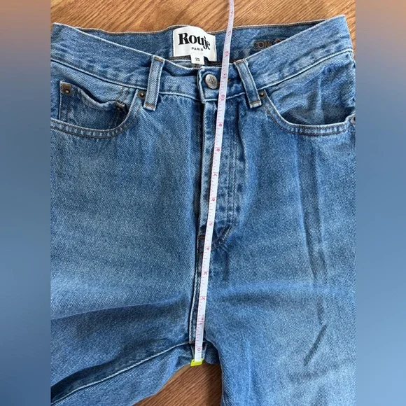 ROUJE “Concorde” High-Rise Straight Crop Jeans Blue Denim 100% Cotton Size 25